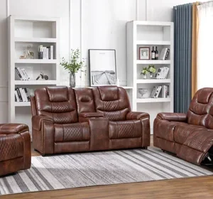Turkish 3 Piece Motion Lounge Suite, Brown