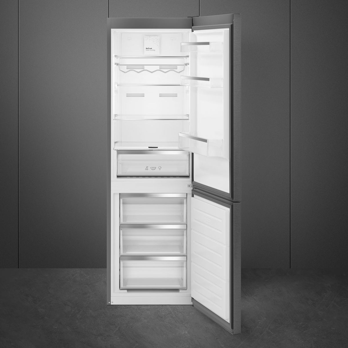 Smeg RC33KNZA 324L 60cm Fridge / Freezer Frost Free Dark Inox - Image 2