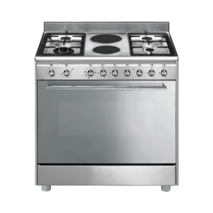Smeg 90cm 4 Burner/2 Electric Plate Free Standing Gas/Electric Cooker - Stainless Steel - SSA92MAX9